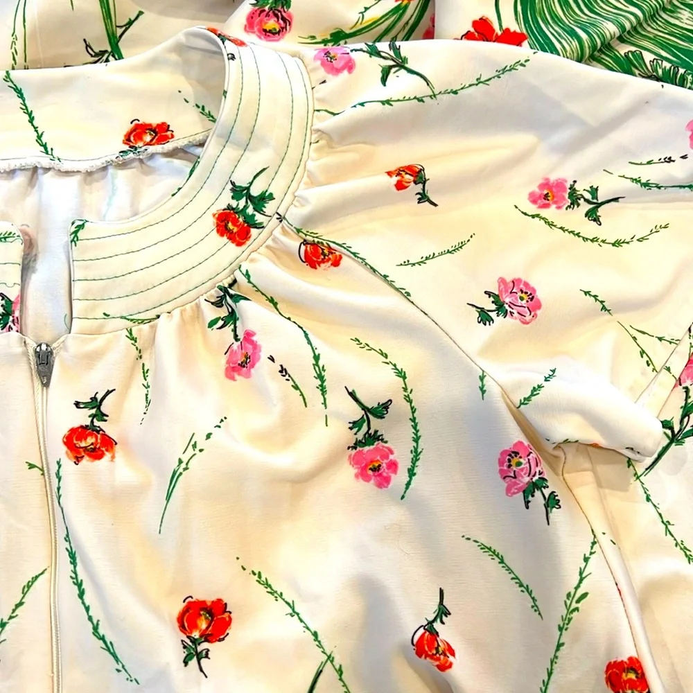 VTG Floral Housecoat Zip-up Dress - Picture 14 of 16